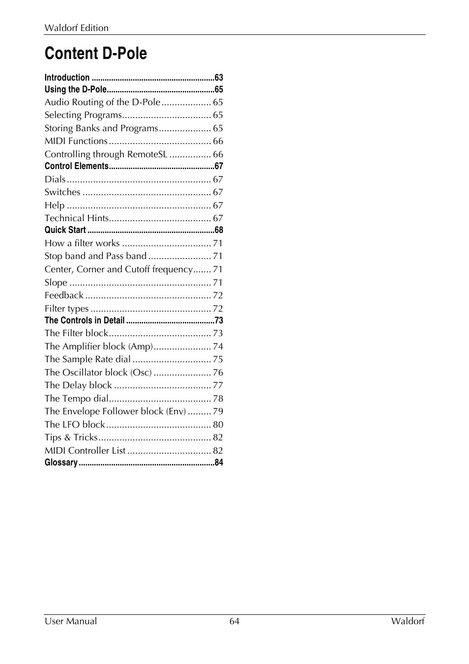 Content d-pole | Waldorf Edition User Manual | Page 64 / 88