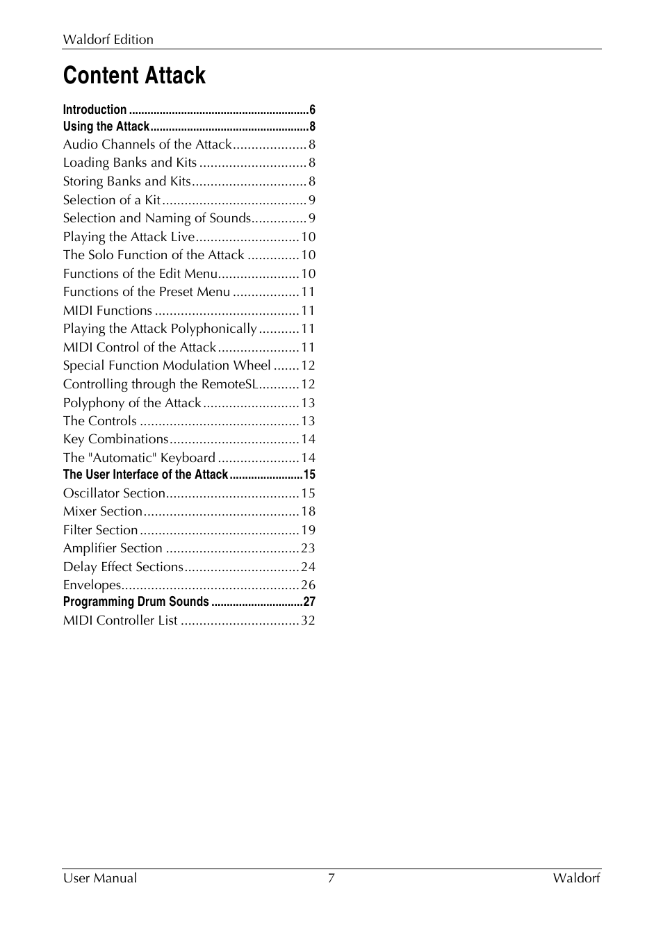 Content attack | Waldorf Edition User Manual | Page 7 / 88