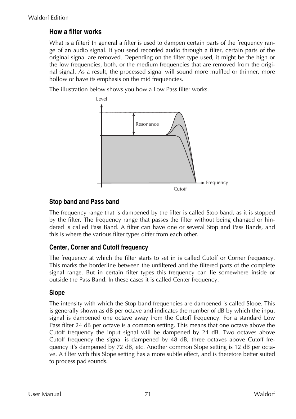 How a filter works | Waldorf Edition User Manual | Page 71 / 88