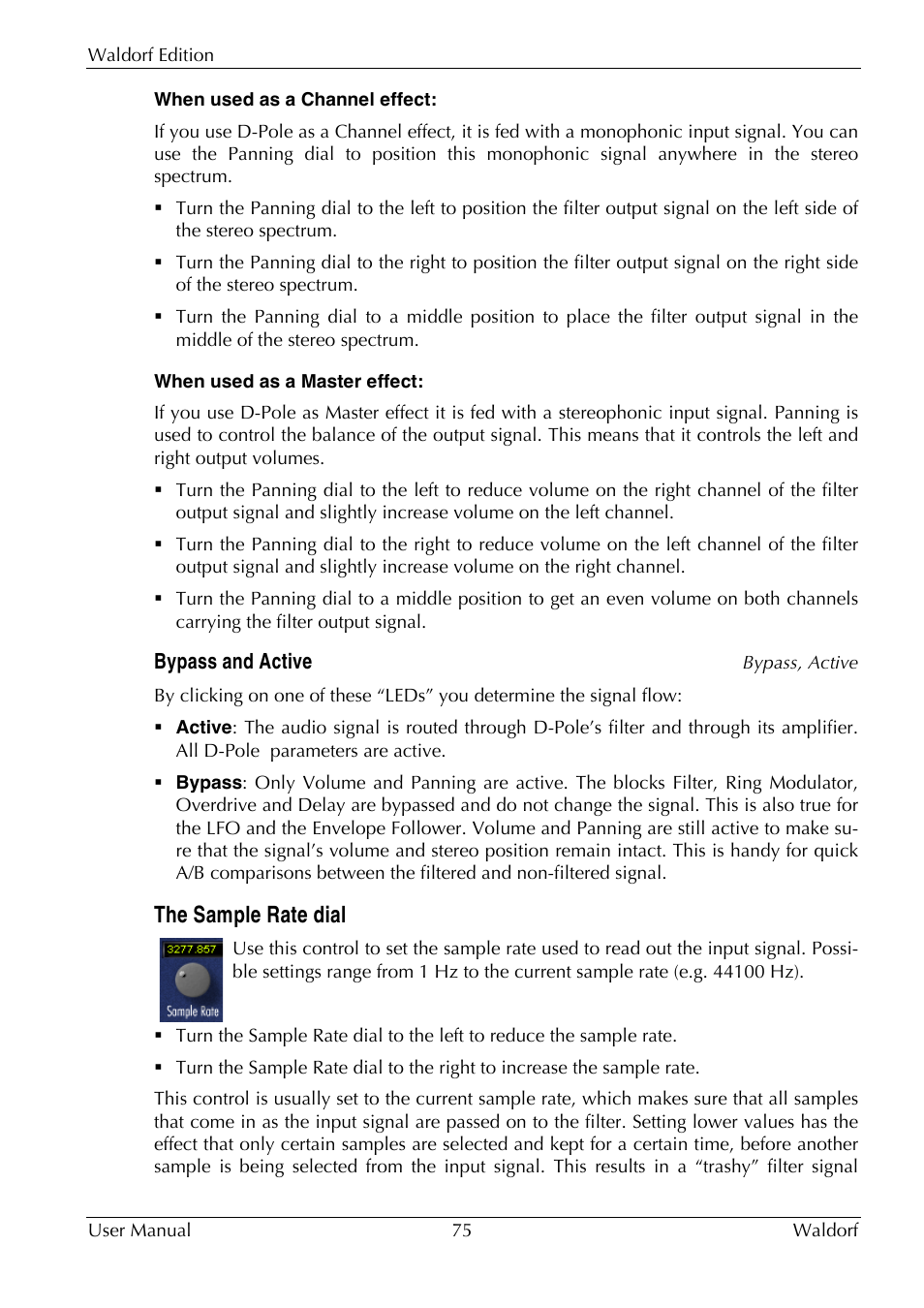 The sample rate dial | Waldorf Edition User Manual | Page 75 / 88