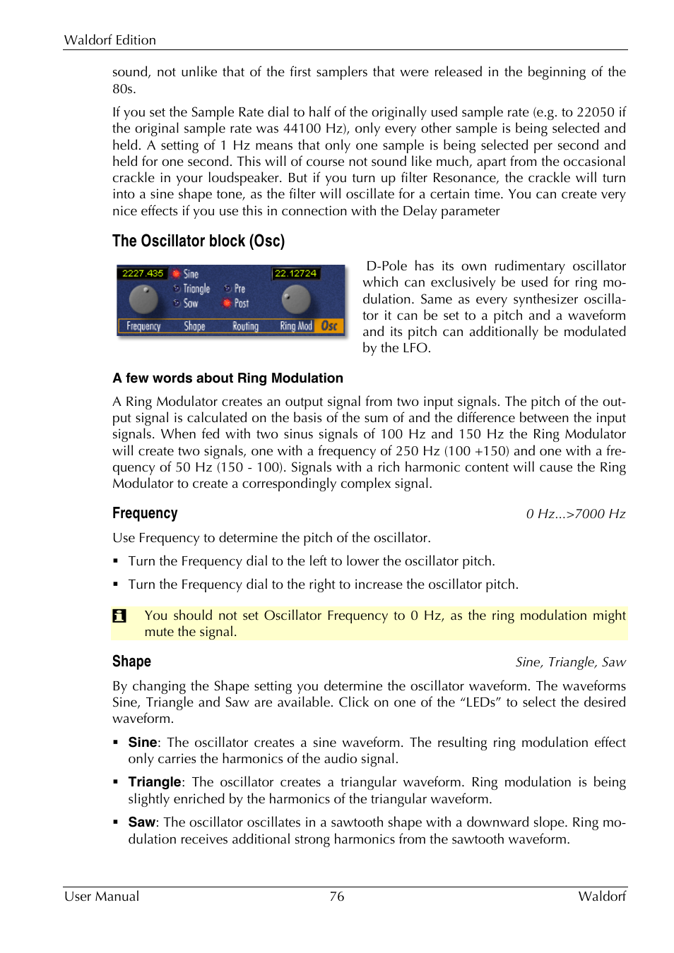 The oscillator block (osc) | Waldorf Edition User Manual | Page 76 / 88