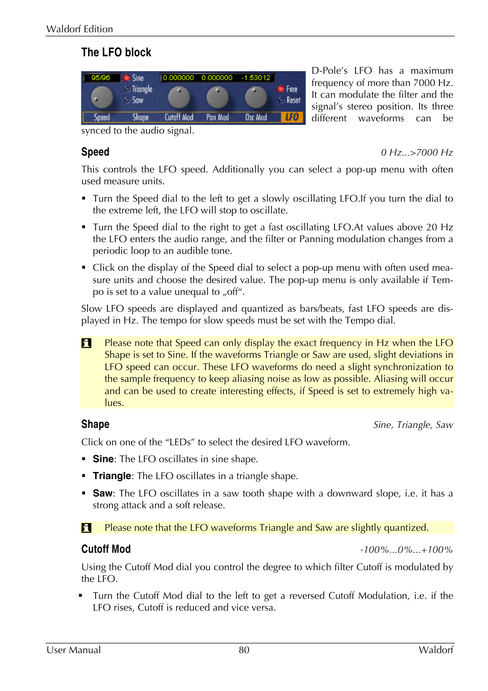 The lfo block | Waldorf Edition User Manual | Page 80 / 88