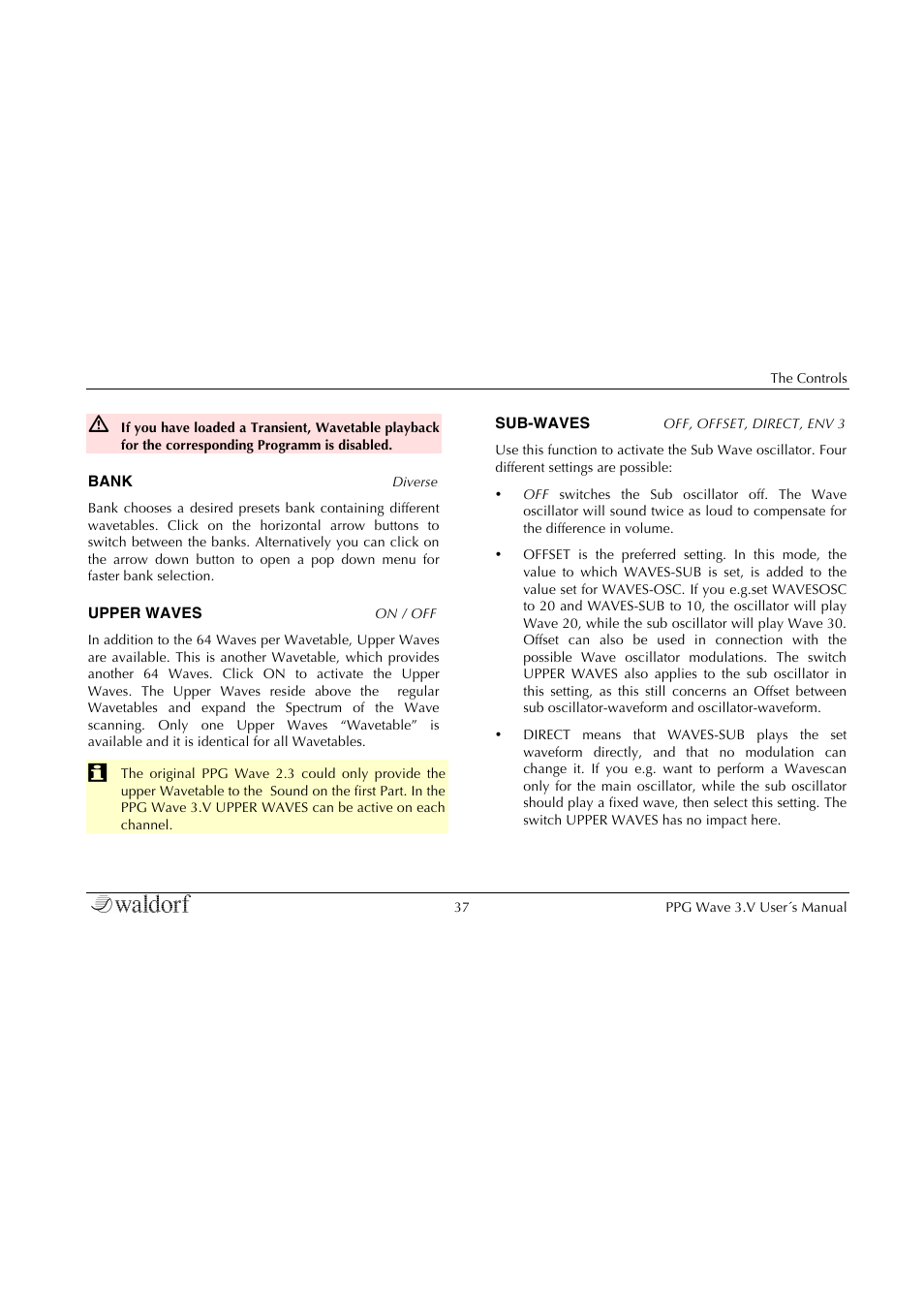 Waldorf Wave 3.v User Manual | Page 37 / 82