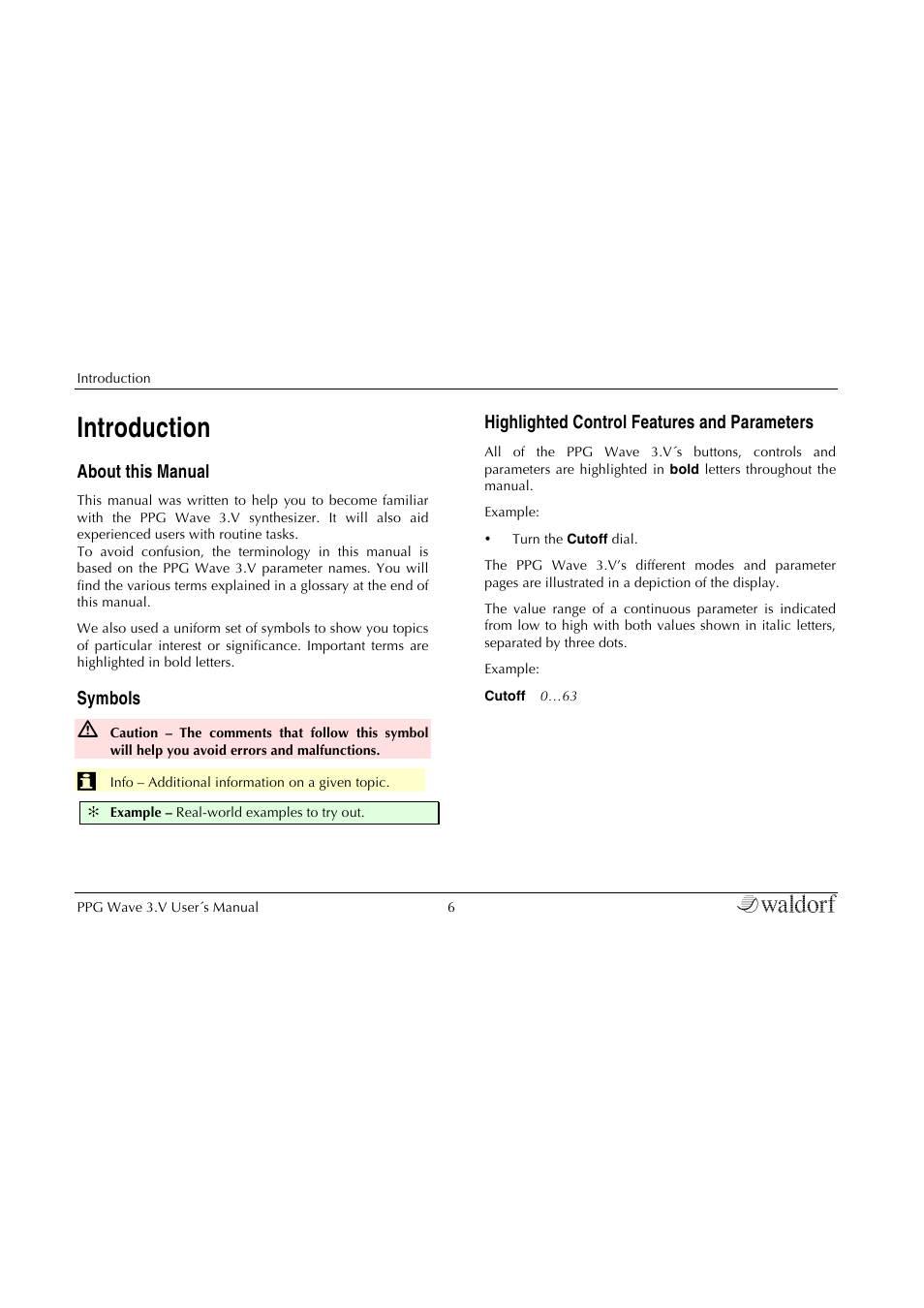 Introduction | Waldorf Wave 3.v User Manual | Page 6 / 82