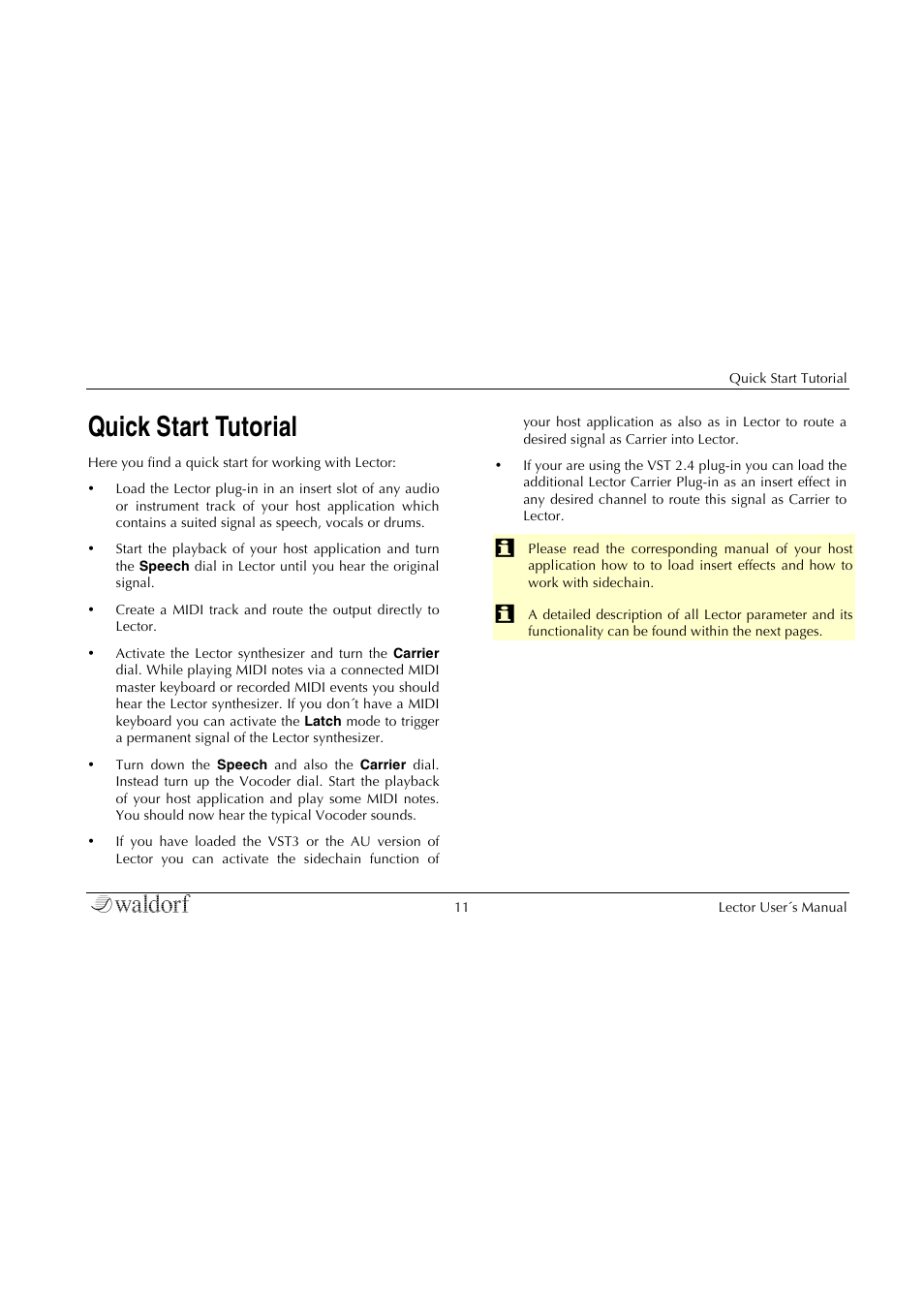 Quick start tutorial | Waldorf Lector User Manual | Page 11 / 48