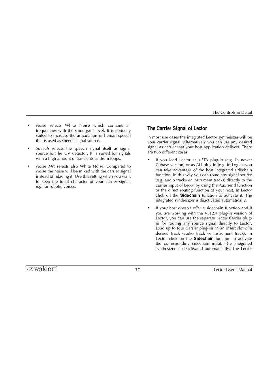 The carrier signal of lector | Waldorf Lector User Manual | Page 17 / 48