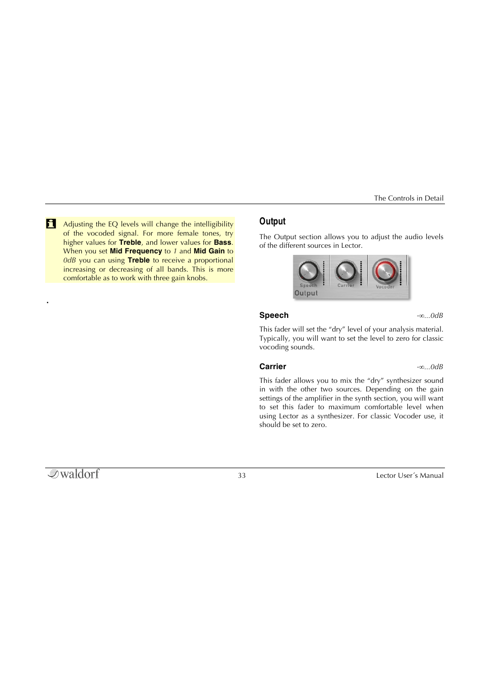 Output | Waldorf Lector User Manual | Page 33 / 48