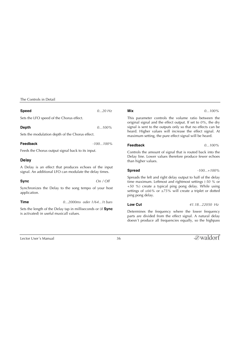 Waldorf Lector User Manual | Page 36 / 48