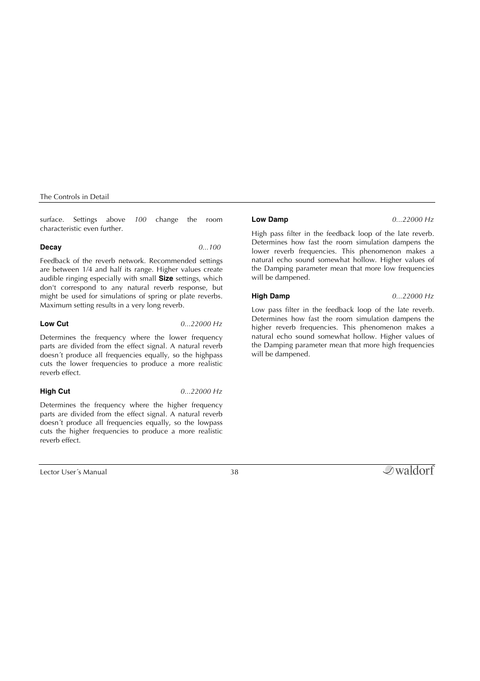 Waldorf Lector User Manual | Page 38 / 48