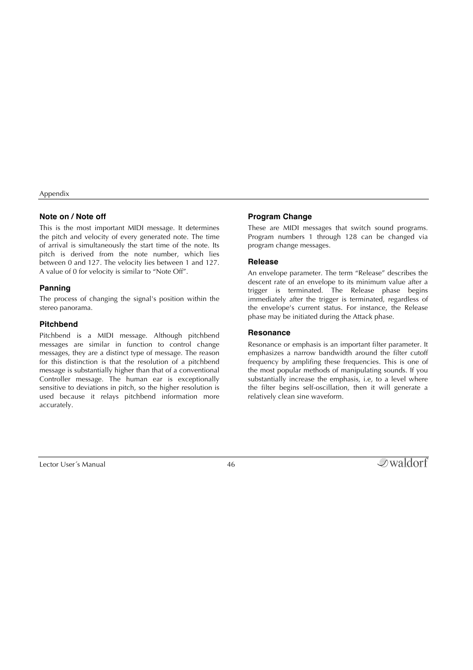 Waldorf Lector User Manual | Page 46 / 48