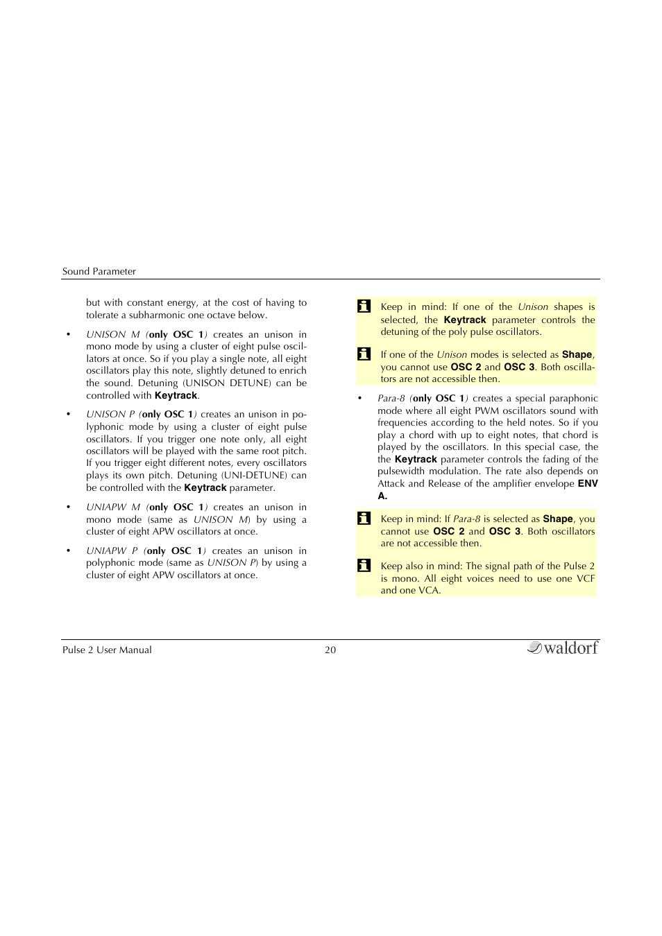 Waldorf Pulse 2 User Manual | Page 20 / 73