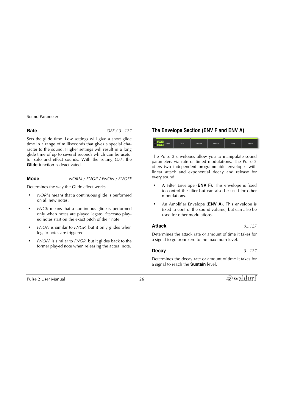 The envelope sec | Waldorf Pulse 2 User Manual | Page 26 / 73