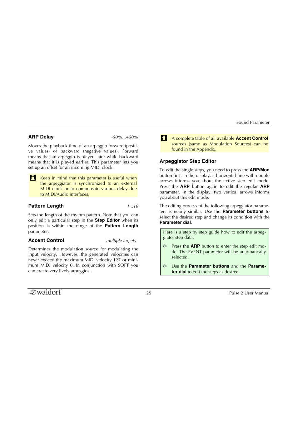 Waldorf Pulse 2 User Manual | Page 29 / 73