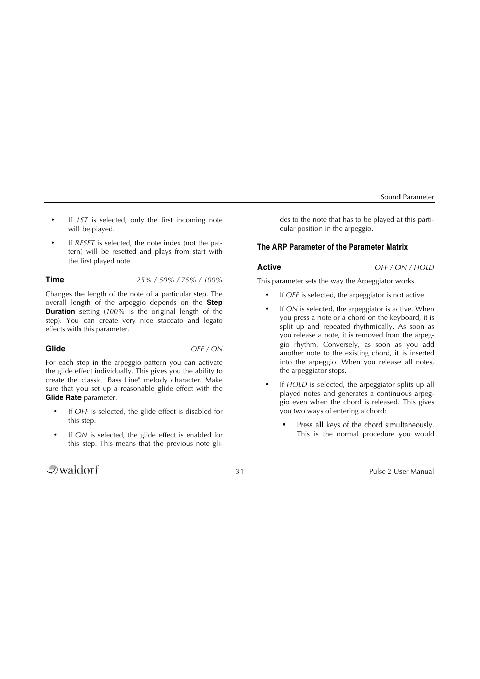 Waldorf Pulse 2 User Manual | Page 31 / 73