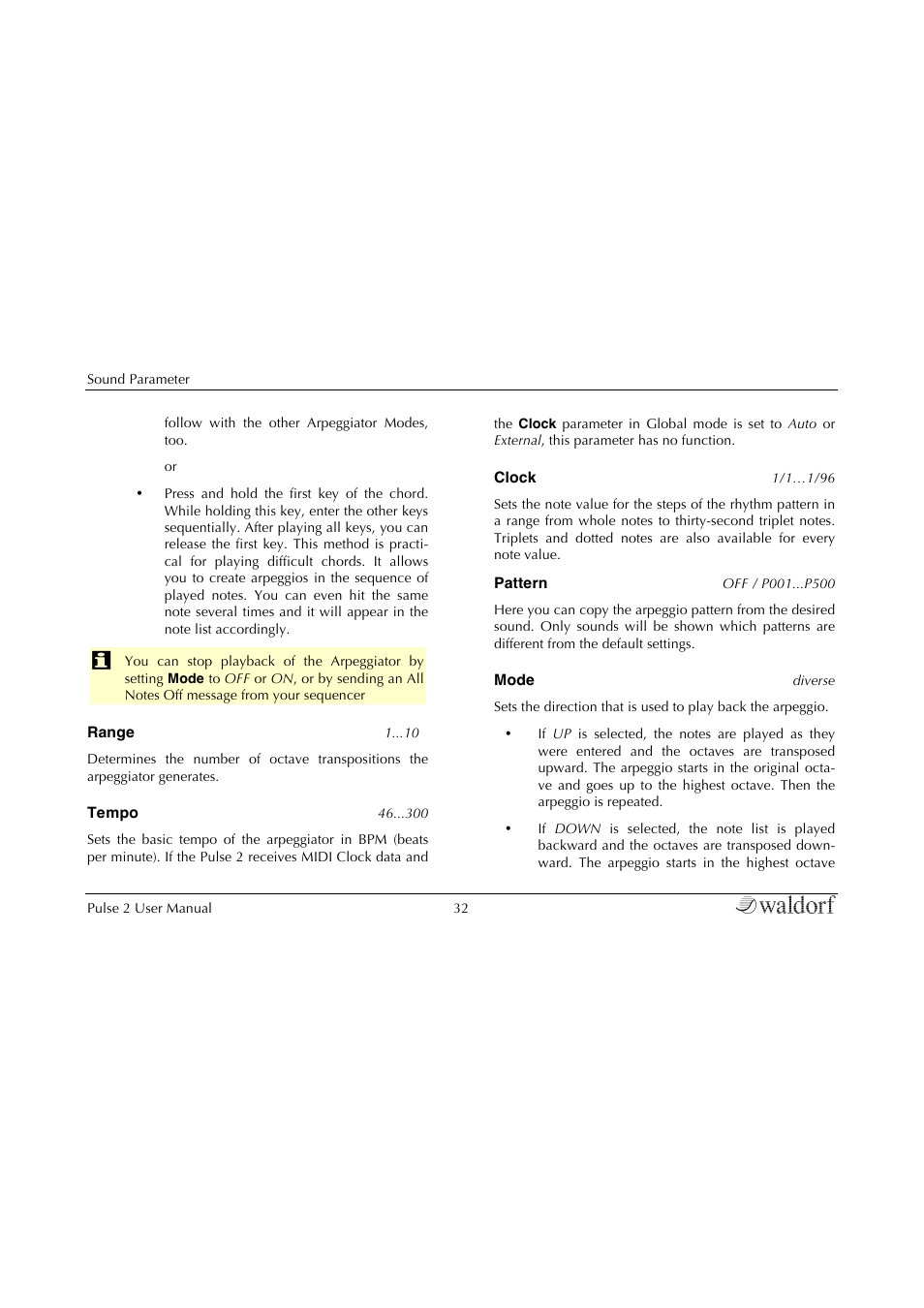 Waldorf Pulse 2 User Manual | Page 32 / 73