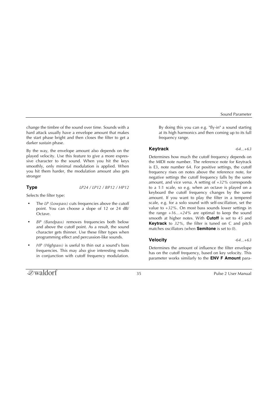 The amplifier section | Waldorf Pulse 2 User Manual | Page 35 / 73