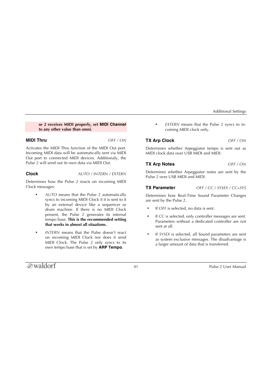 Waldorf Pulse 2 User Manual | Page 41 / 73