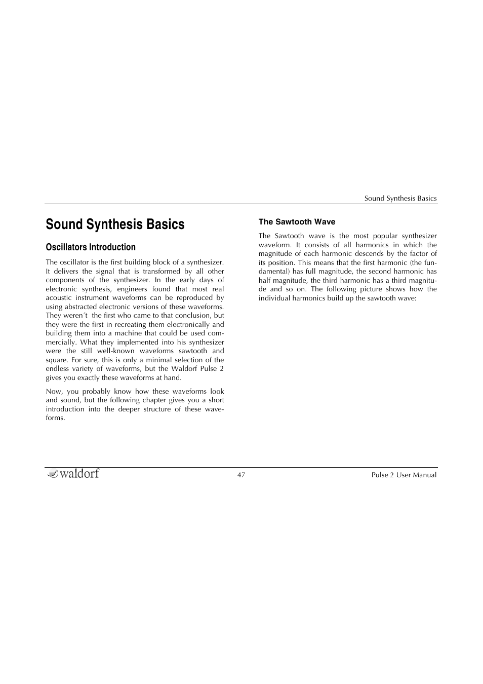 Sound synthesis basics, Oscillators introduction | Waldorf Pulse 2 User Manual | Page 47 / 73
