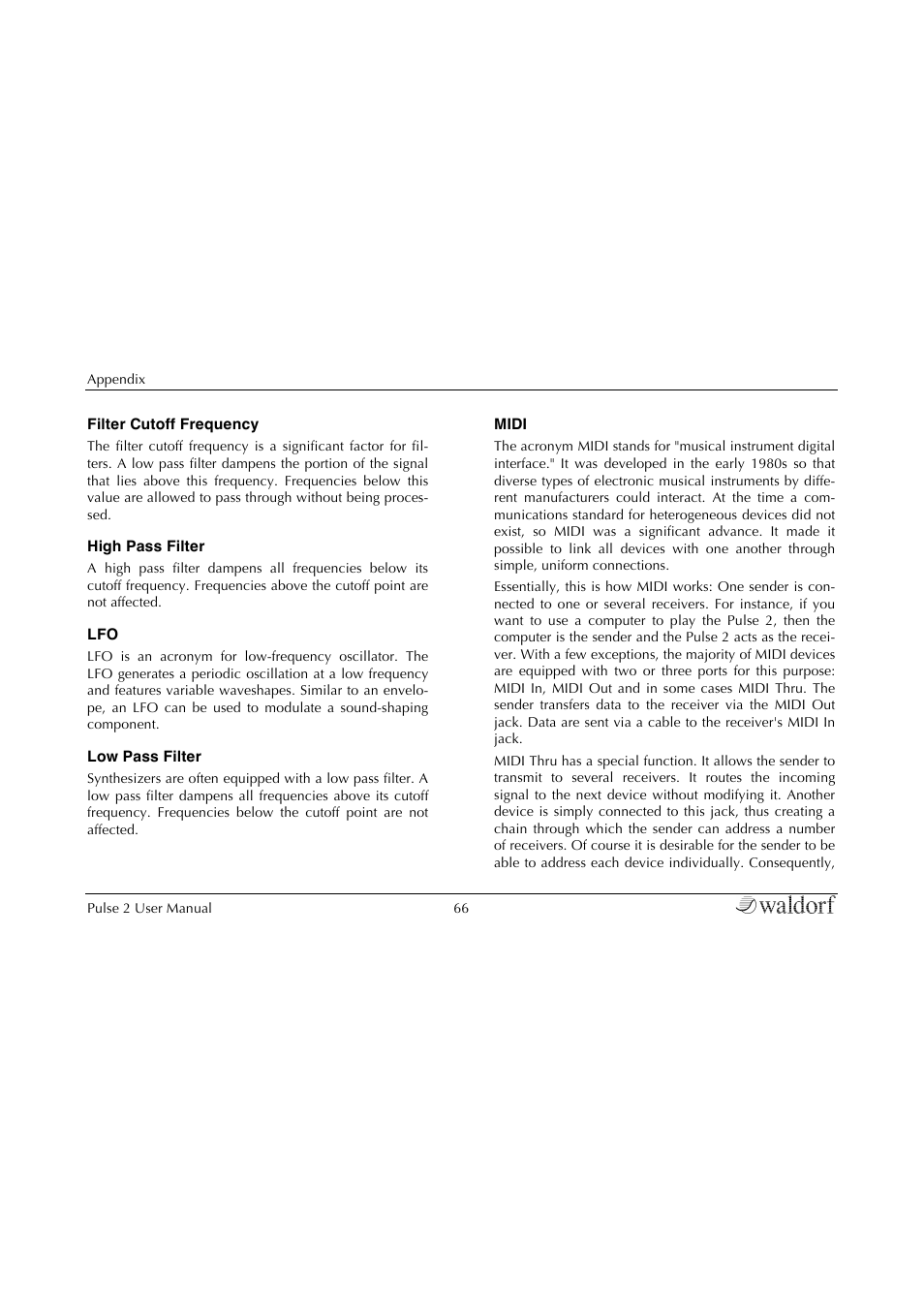 Waldorf Pulse 2 User Manual | Page 66 / 73