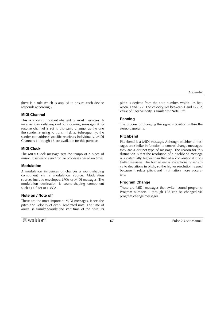 Waldorf Pulse 2 User Manual | Page 67 / 73