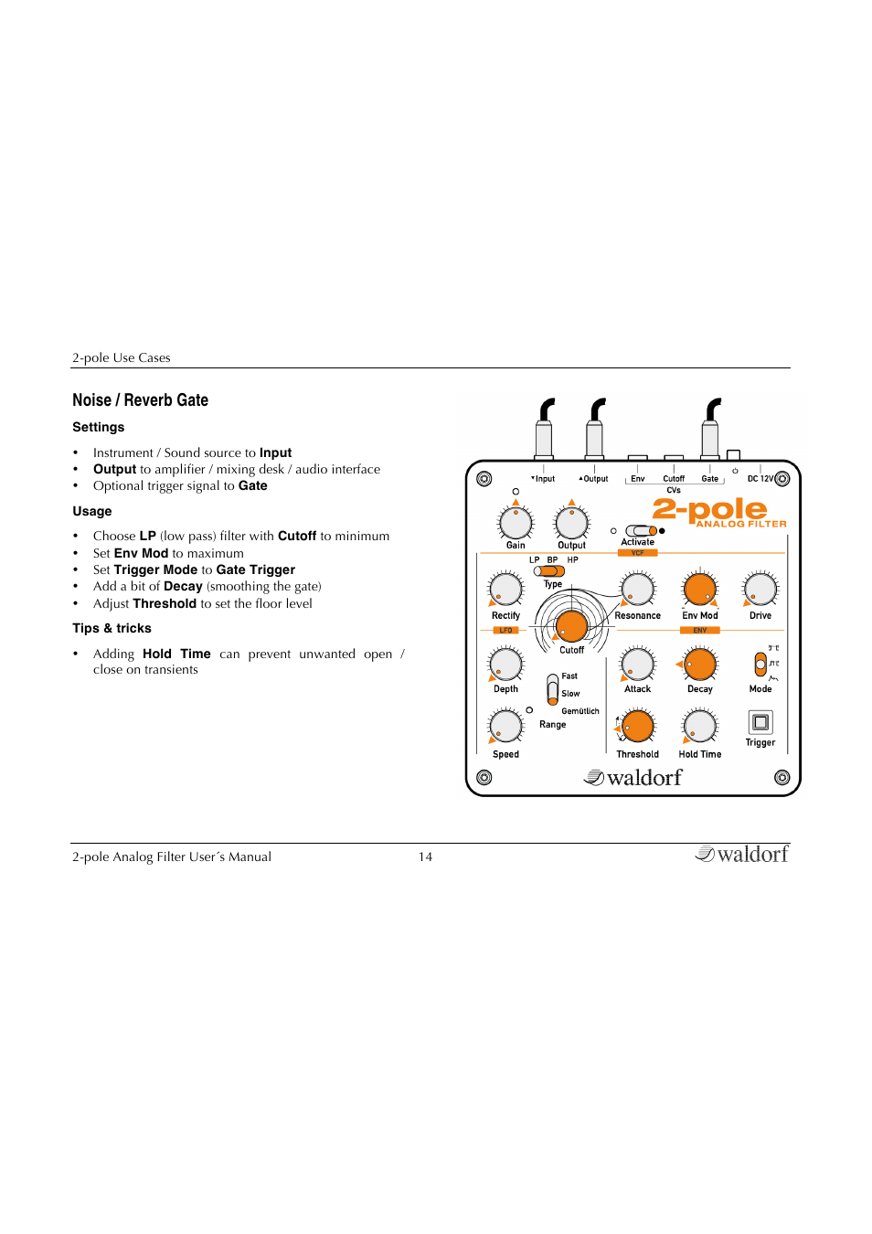 Noise / reverb gate | Waldorf 2-Pole User Manual | Page 14 / 36