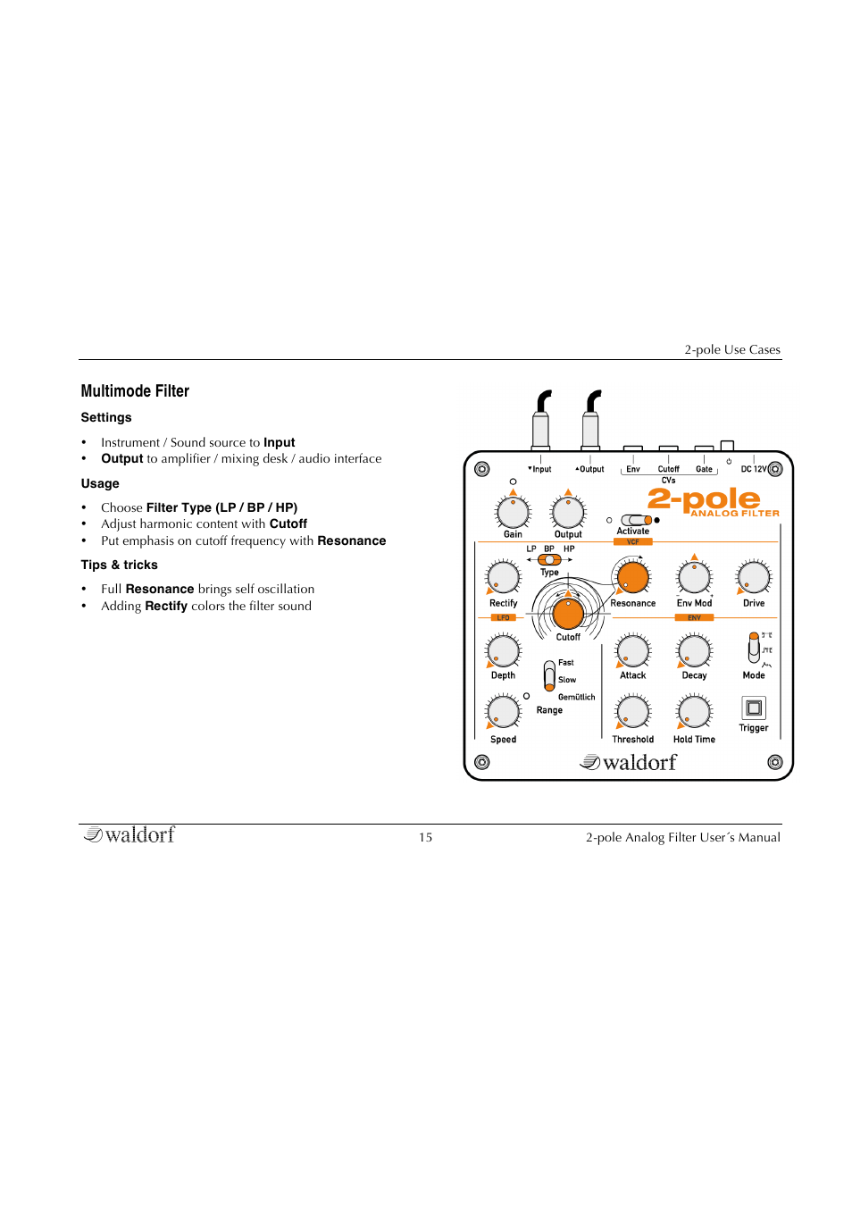 Multimode filter | Waldorf 2-Pole User Manual | Page 15 / 36