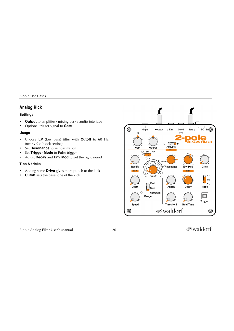 Analog kick | Waldorf 2-Pole User Manual | Page 20 / 36