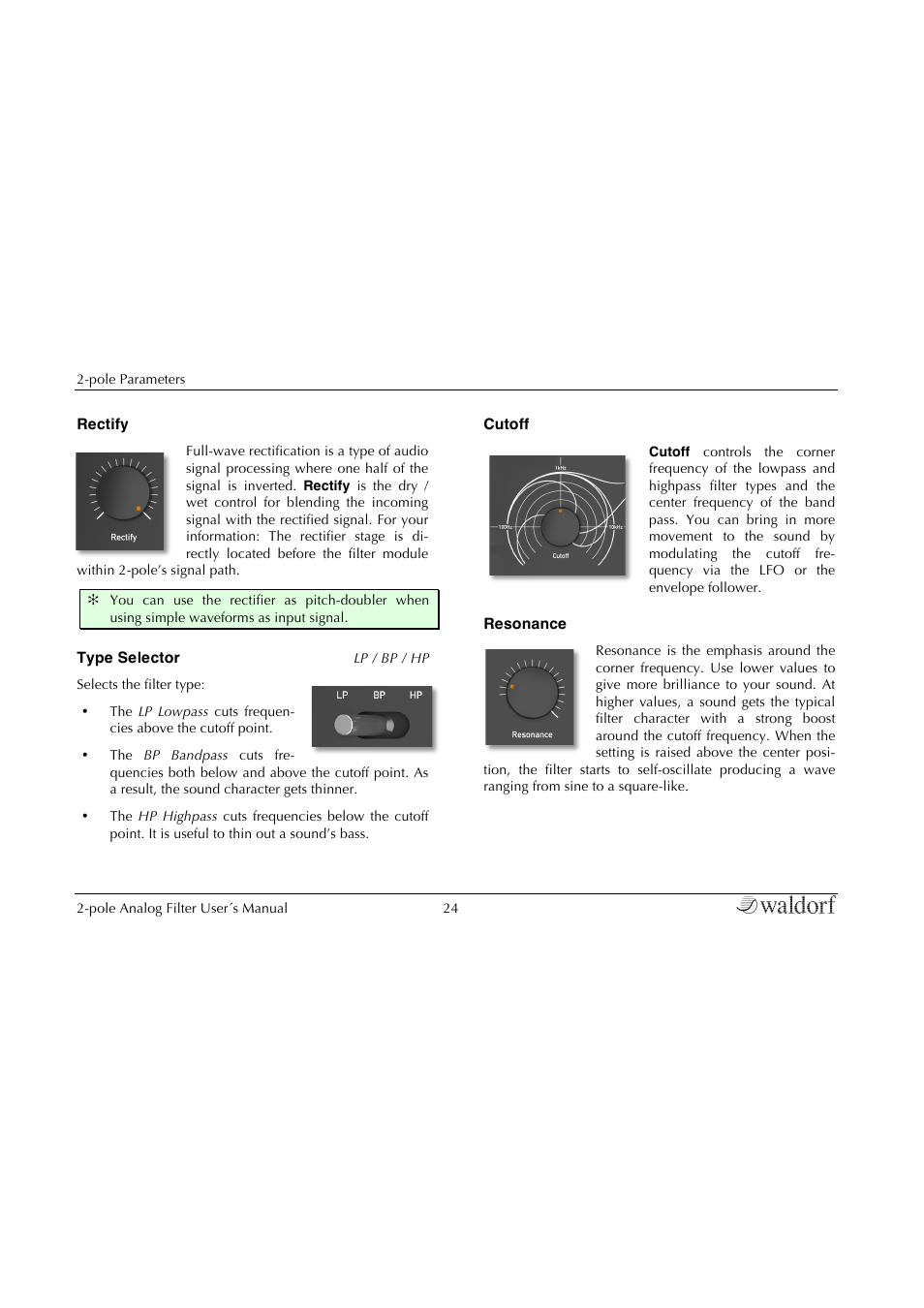 Waldorf 2-Pole User Manual | Page 24 / 36