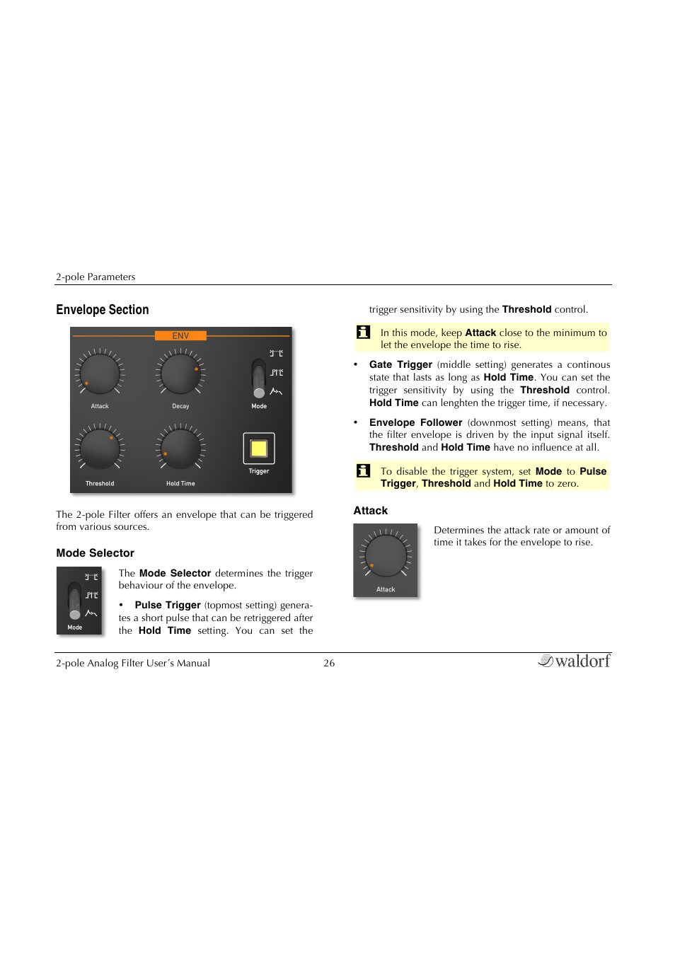 Envelope section | Waldorf 2-Pole User Manual | Page 26 / 36