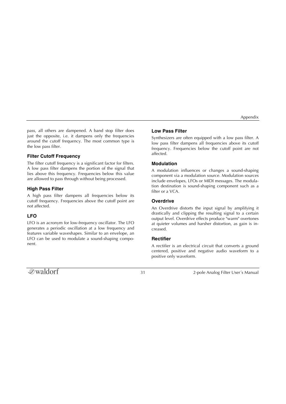 Waldorf 2-Pole User Manual | Page 31 / 36