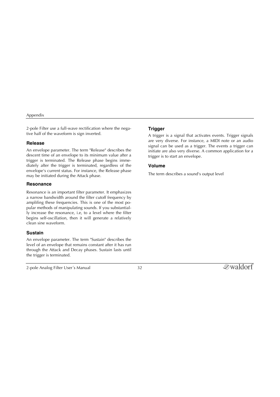 Waldorf 2-Pole User Manual | Page 32 / 36