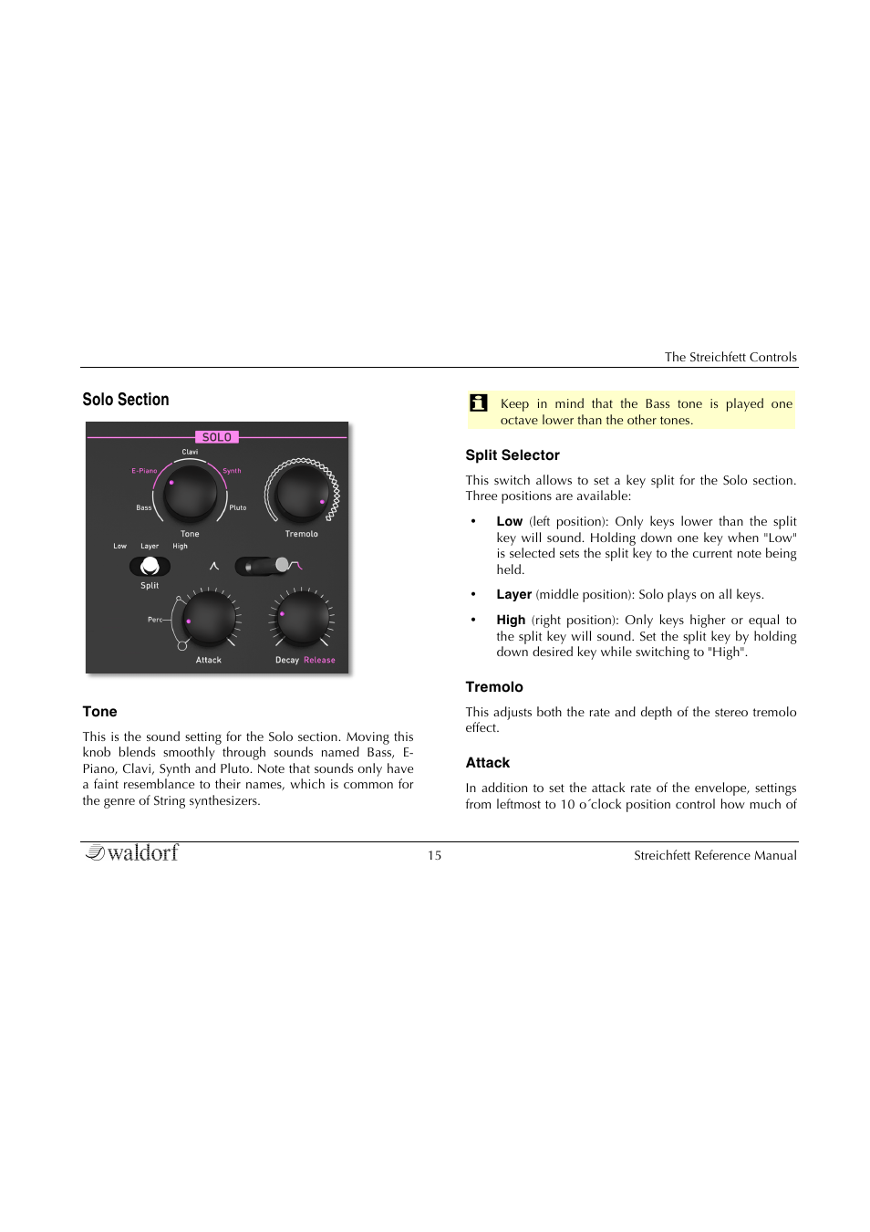 Solo section | Waldorf Streichfett User Manual | Page 15 / 31