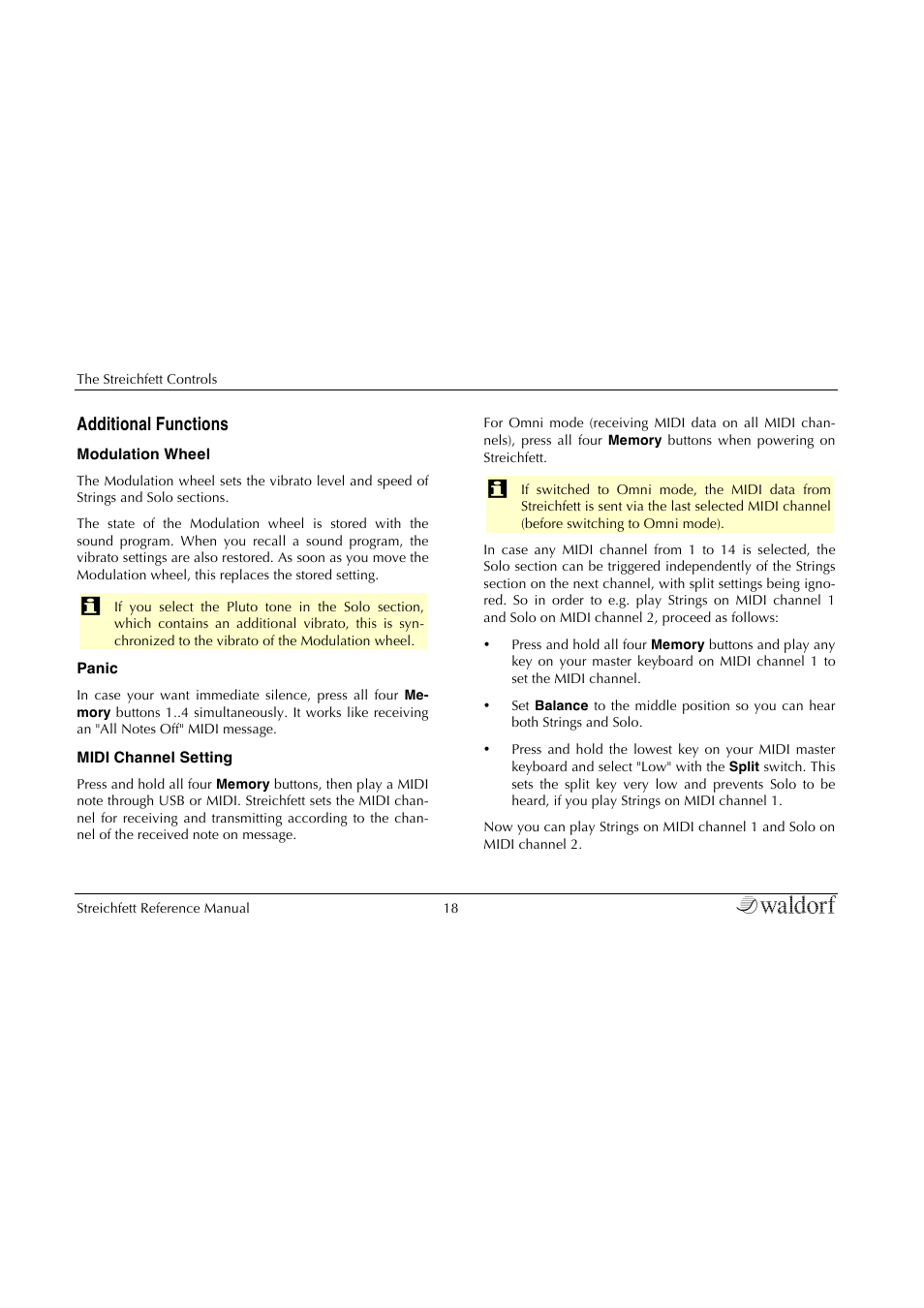 Additional functions | Waldorf Streichfett User Manual | Page 18 / 31