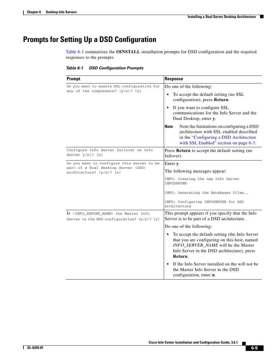 Prompts for setting up a dsd configuration | Cisco OL-6349-01 User Manual | Page 5 / 12