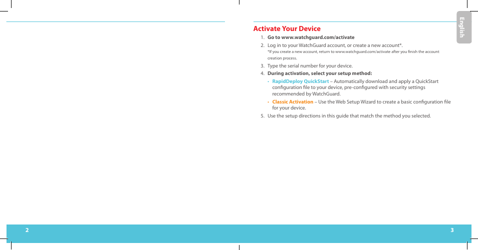 Activate your device | WatchGuard T10-D User Manual | Page 2 / 19