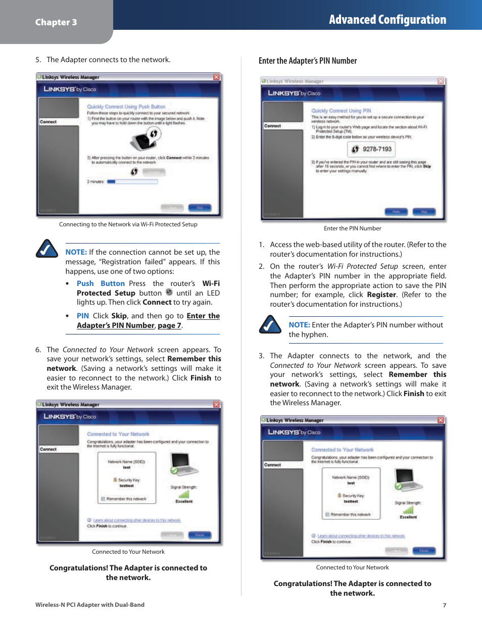 Advanced configuration | Cisco LINKSYS WMP600N User Manual | Page 10 / 37