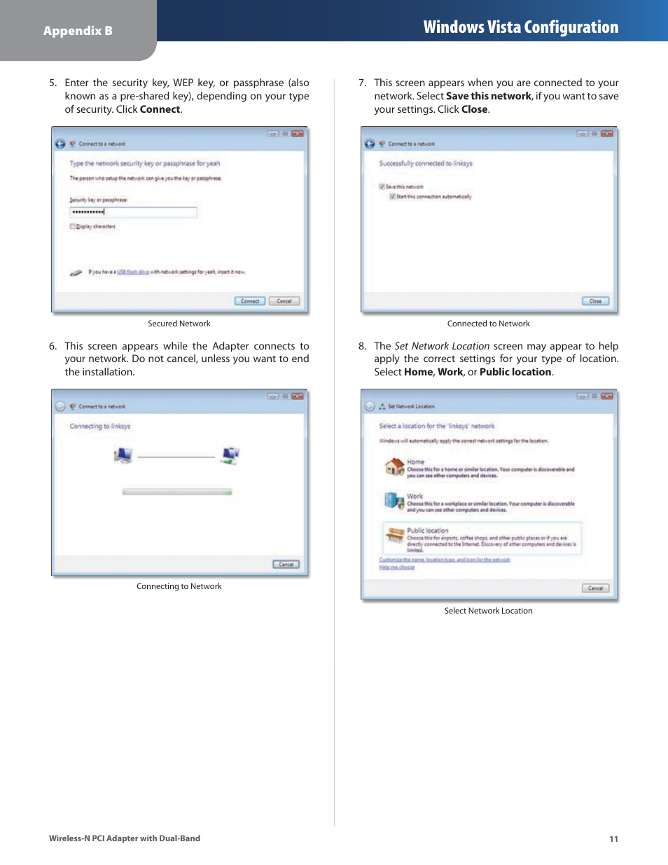Windows vista configuration | Cisco LINKSYS WMP600N User Manual | Page 14 / 37