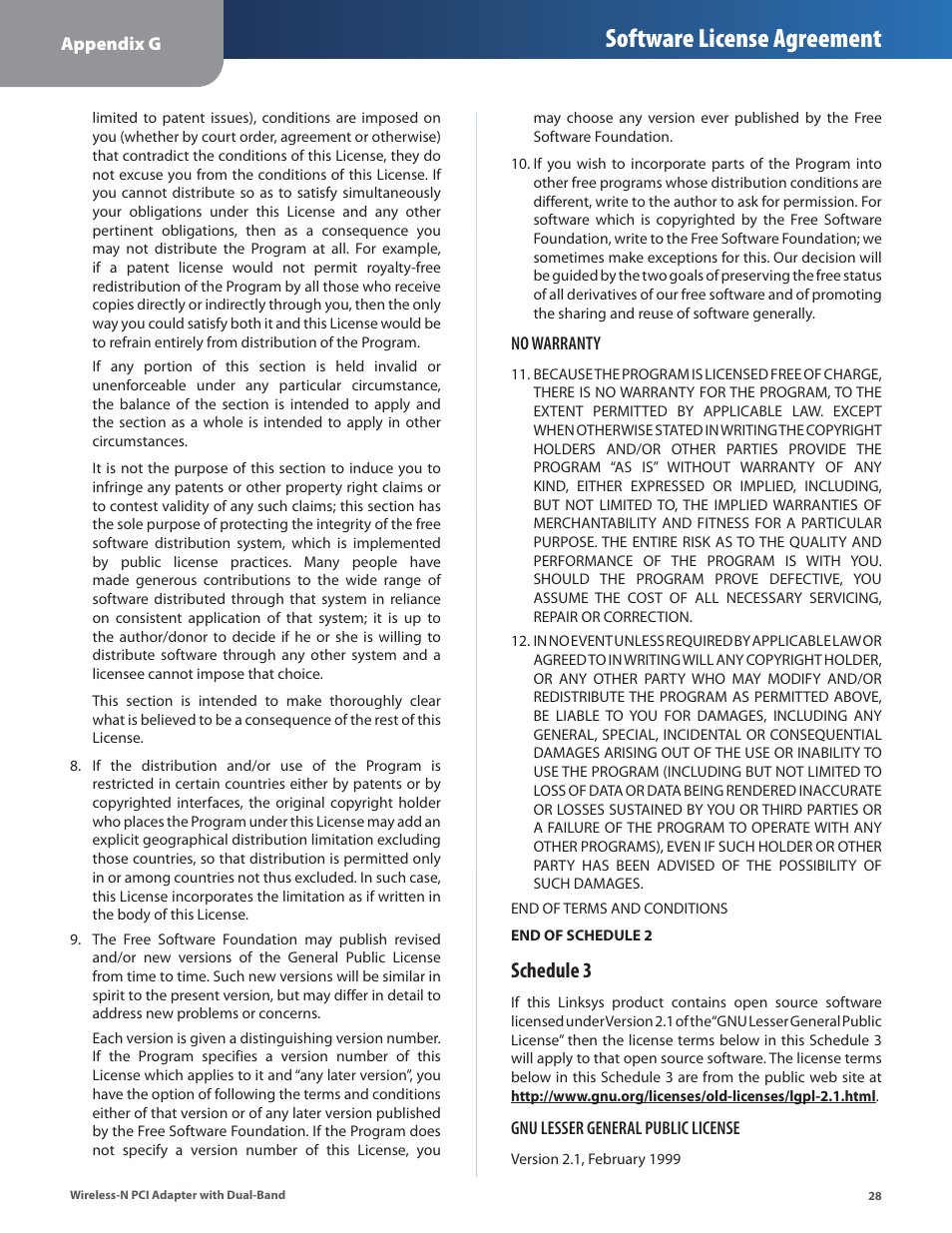 Software license agreement, Schedule 3 | Cisco LINKSYS WMP600N User Manual | Page 31 / 37