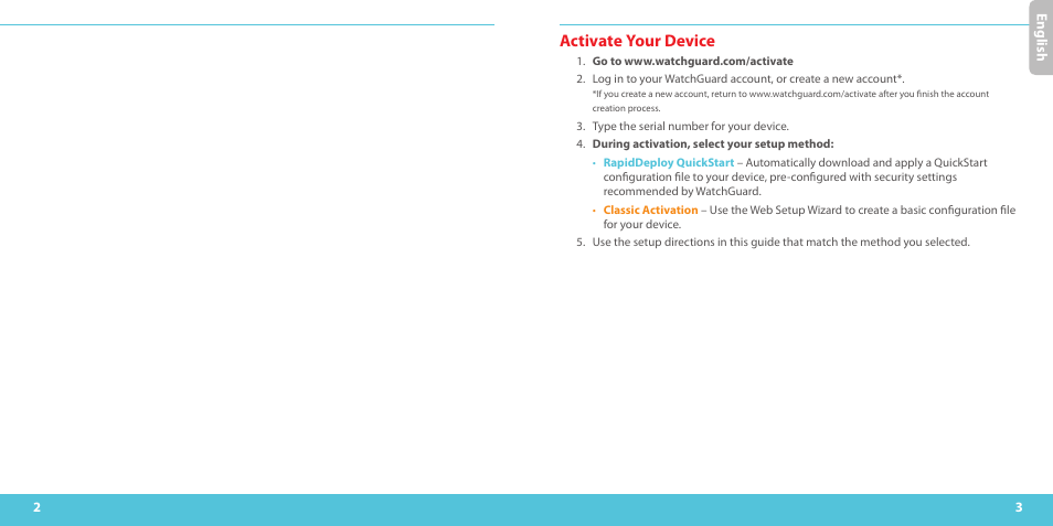 Activate your device | WatchGuard T10-W User Manual | Page 2 / 37
