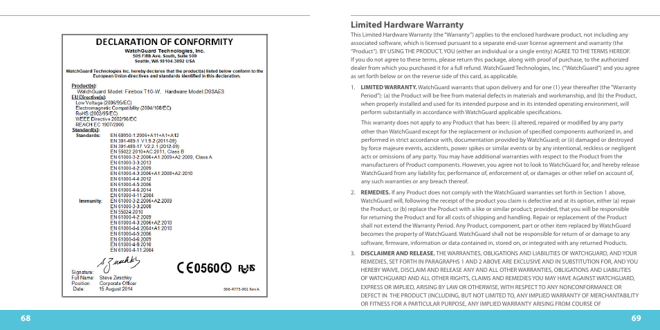 Limited hardware warranty | WatchGuard T10-W User Manual | Page 35 / 37