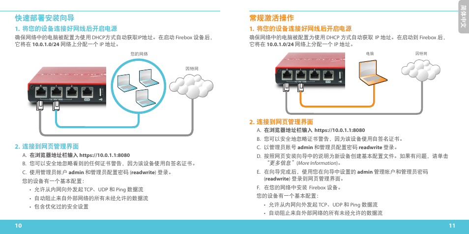 快速部署安装向导, 常规激活操作 | WatchGuard T10-W User Manual | Page 6 / 37