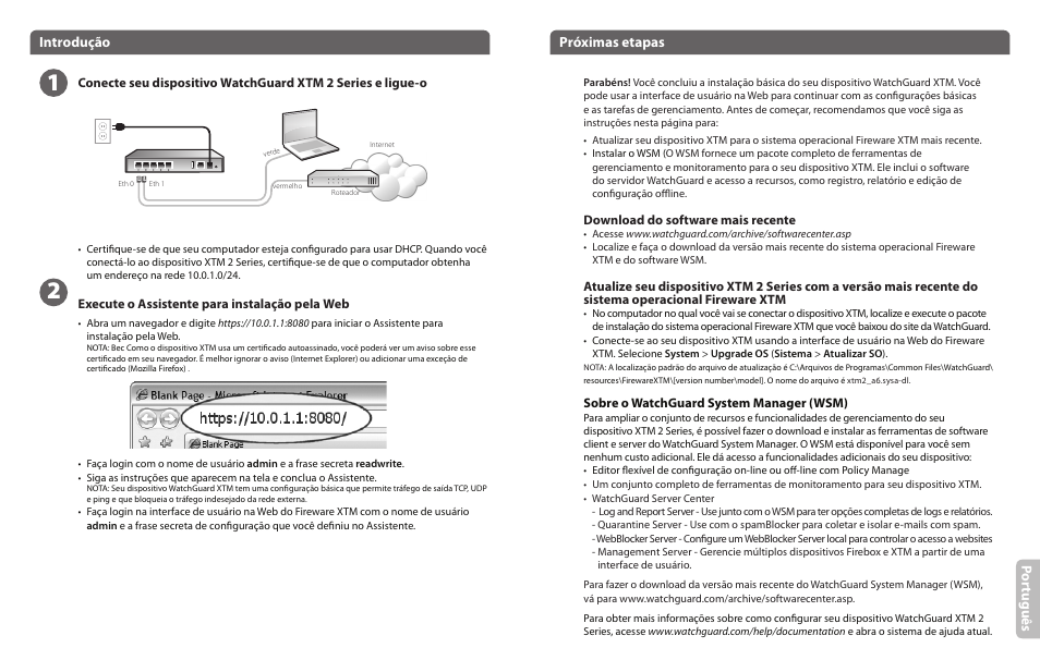 Introdução, Próximas etapas, Por tu guê s | WatchGuard 2 Series XTM 25-26 User Manual | Page 10 / 12