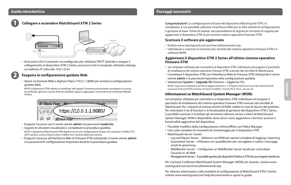 Ita lia no guida introduttiva passaggi successivi | WatchGuard 2 Series XTM 25-26 User Manual | Page 6 / 12