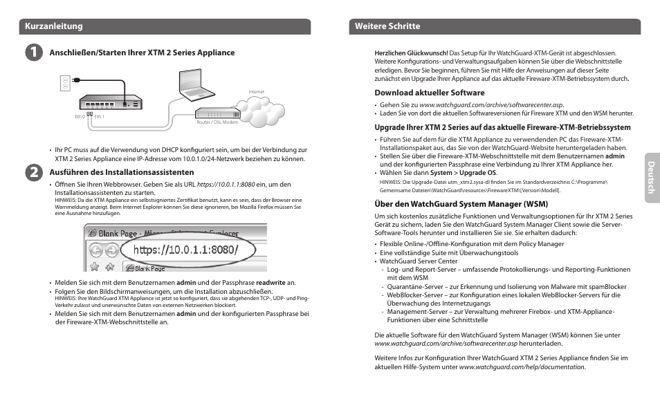 Deu tsc h kurzanleitung weitere schritte | WatchGuard 2 Series XTM 21-23 User Manual | Page 5 / 11