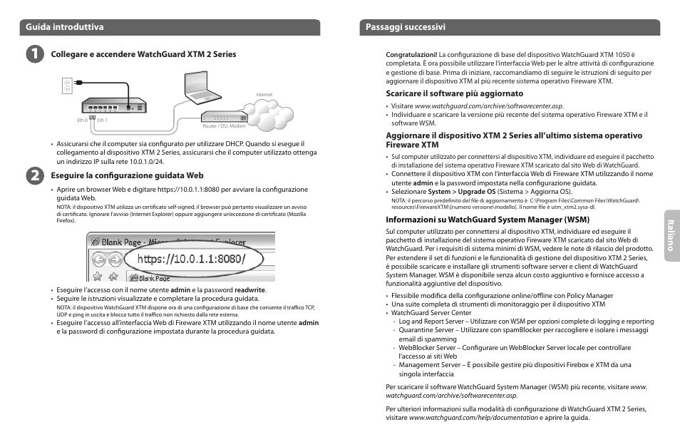 Ita lia no guida introduttiva passaggi successivi | WatchGuard 2 Series XTM 21-23 User Manual | Page 6 / 11