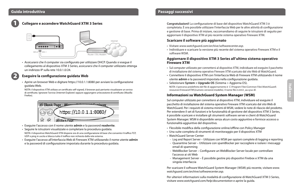 Ita lia no guida introduttiva passaggi successivi | WatchGuard 3 Series XTM 33 User Manual | Page 6 / 12