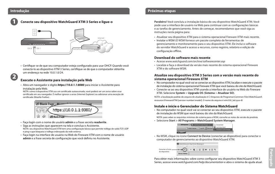 Introdução, Próximas etapas, Por tu guê s | WatchGuard 3 Series XTM 330 User Manual | Page 10 / 11