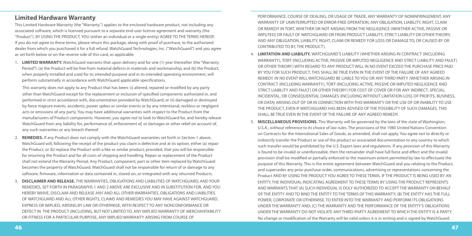 Limited hardware warranty | WatchGuard M500 User Manual | Page 24 / 25