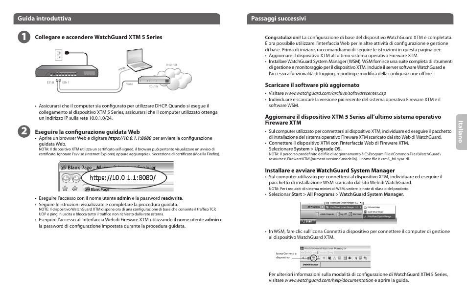 Guida introduttiva, Passaggi successivi, Italia no | WatchGuard 5 Series User Manual | Page 6 / 13