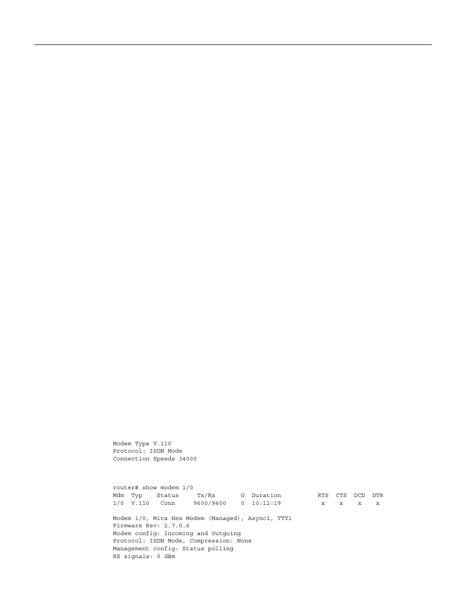 Show modem, Show command examples | Cisco MICA V110 User Manual | Page 5 / 10